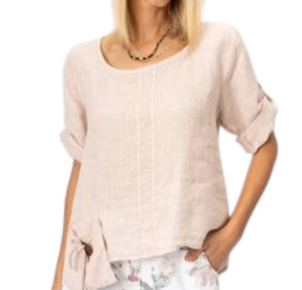 NEW LOOK MODE USA linen pocket top in beige